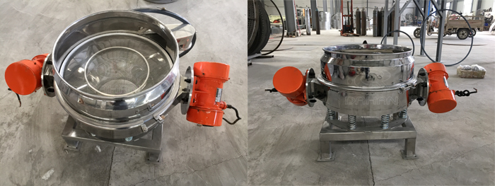 面粉振動(dòng)篩粉機(jī)細(xì)節(jié)：篩網(wǎng)展示，振動(dòng)電機(jī)展示。